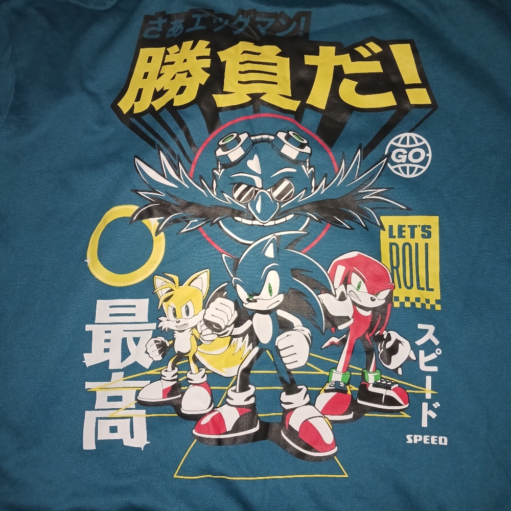 Dark Turquoise Sonic the Hedgehog Graphic Designed Hoddie/Knuckles Squishmallow